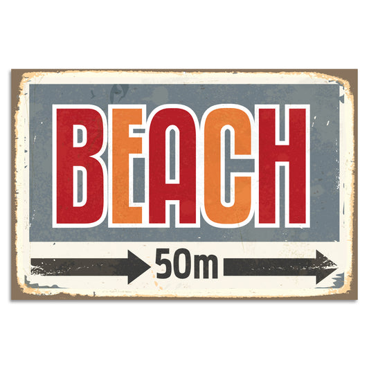 Blechschild - Beach 50m