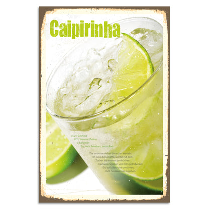 Blechschild Caipirinha-Rezept