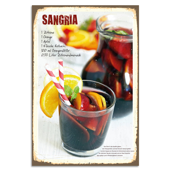 Queen Kerosin Blechschild Sangria-Rezept