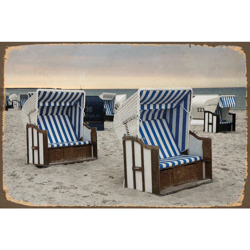 Blechschild - Beach Chairs