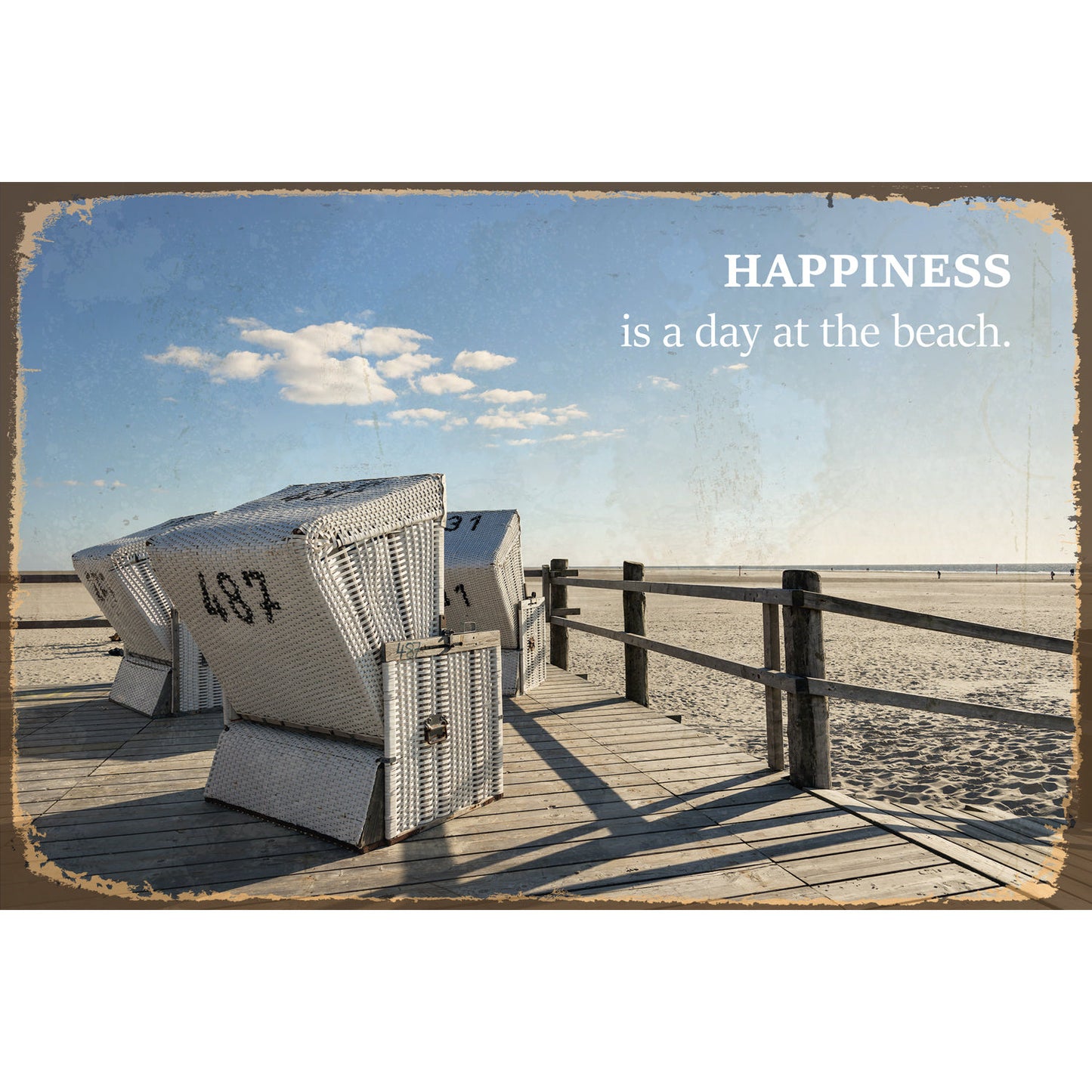 Blechschild - Happiness is a day at the beach