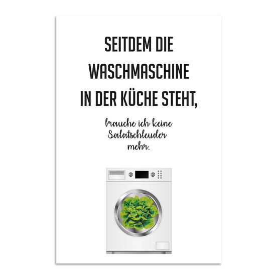 Queen Kerosin Blechschild - Waschmaschine in der Küche steht