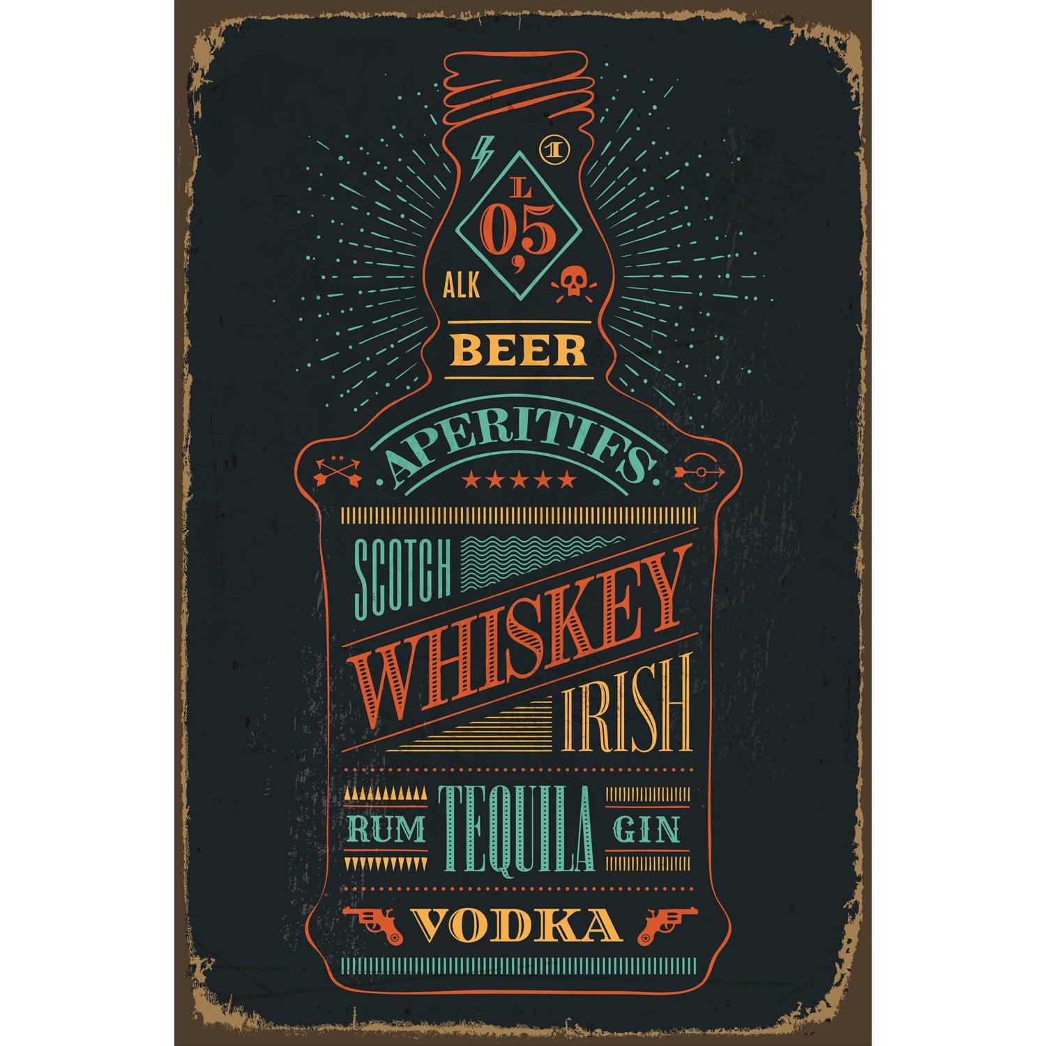 Blechschild - Whiskey Bottle