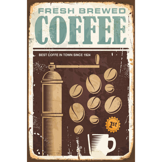 Blechschild - Fresh Brewed Coffee