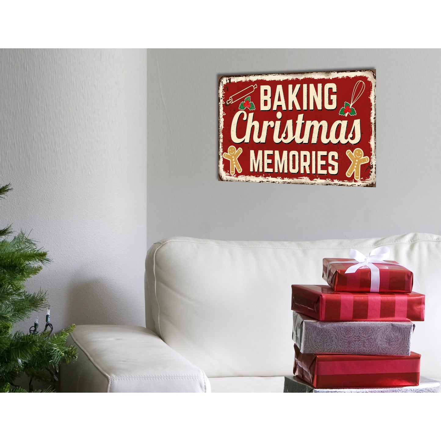 Blechschild - Baking Christmas Memories Wohnbeispiel
