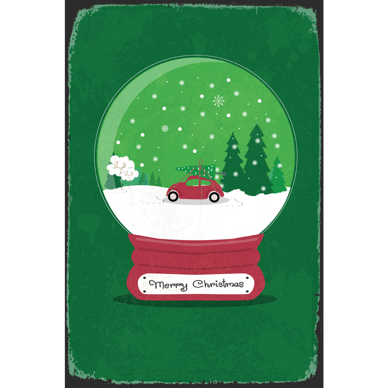 Blechschild - Merry Christmas Snow Globe