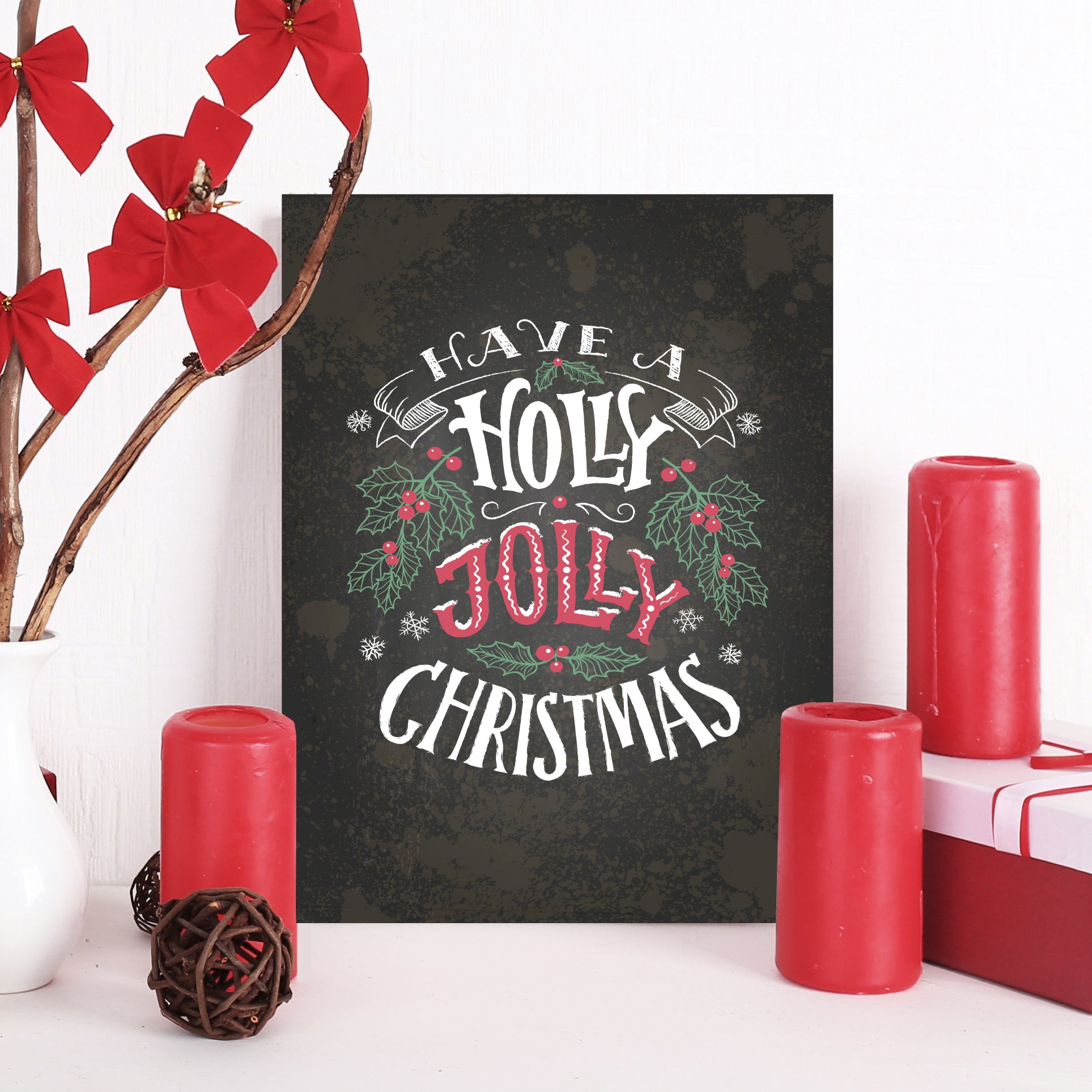 Blechschild - Have A Holly Jolly Christmas Wohnbeispiel