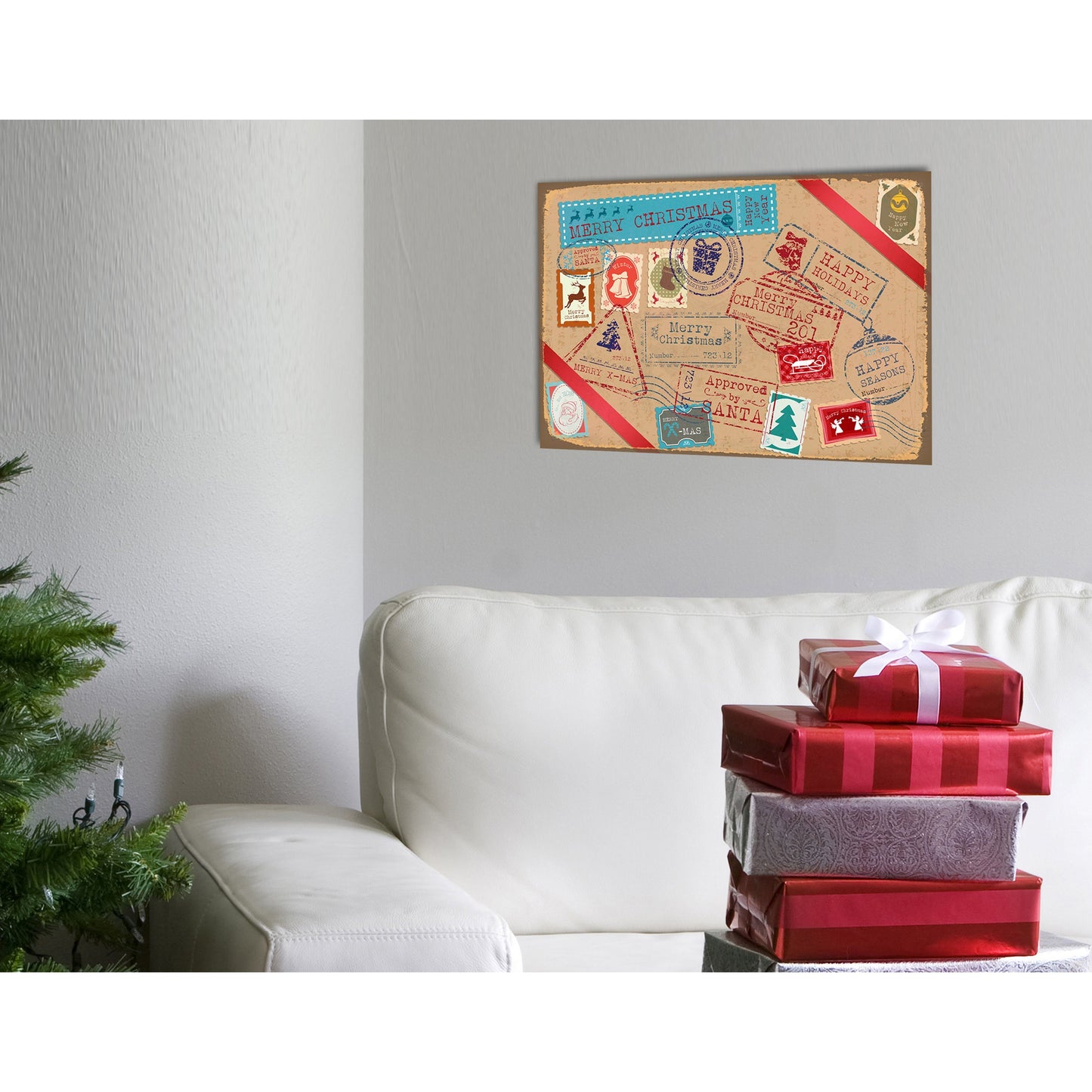 Blechschild - Merry Christmas Postcard Wohnbeispiel
