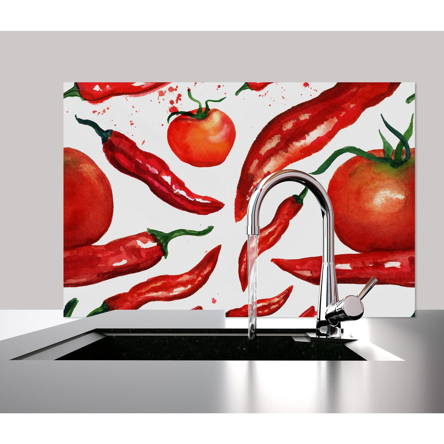 Spritzschutz - Red Chillies & Tomatoes Wohnbeispiel
