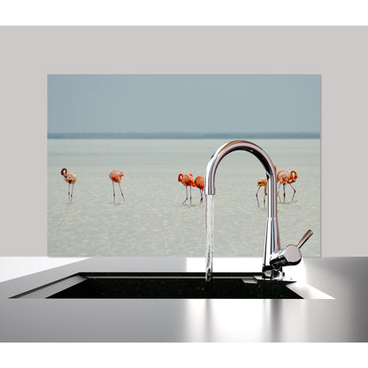 Spritzschutz - Flamingo at the Beach Wohnbeispiel