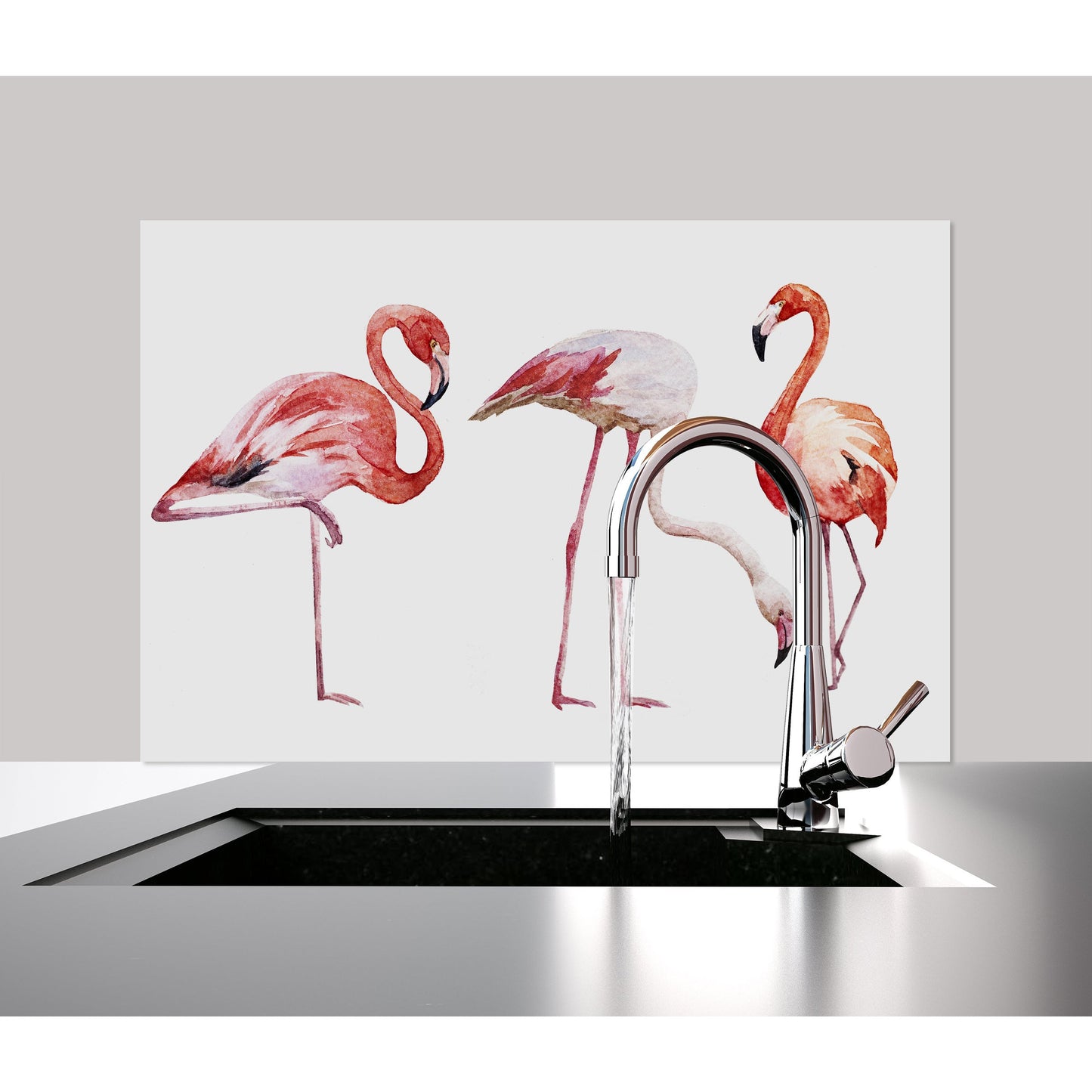 Spritzschutz - Three Flamingo Wohnbeispiel